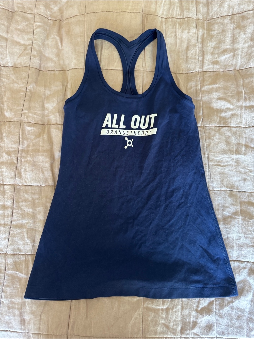 lululemon athletica White and Navy Racerback Tank Tops - Picture 2 of 5